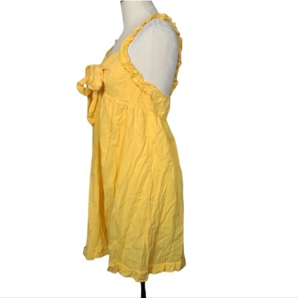 Shein Yellow Ruffle Front Tie Mini Sleeveless Dress 6 - Picture 3 of 6
